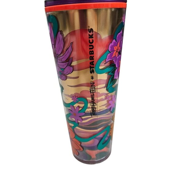 Rex Hamilton Starbucks NWT Limited Edition Floral Tumbler 24 Oz Bright Artsy - Picture 9 of 13